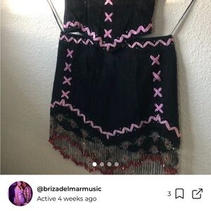 Genuine Leather Vintage trashy lingerie corset and skirt Beaded Fringe